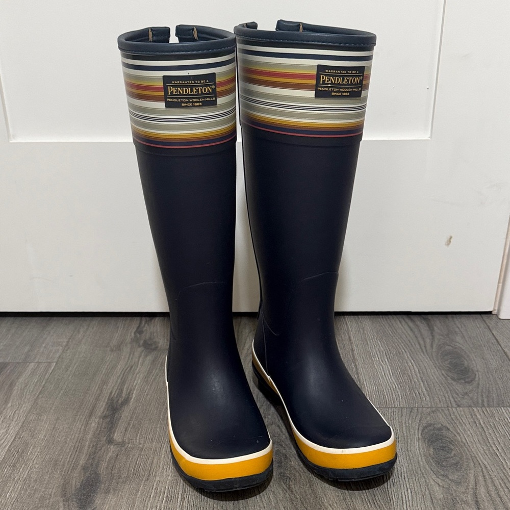 Pendleton Navy and Yellow Striped Boots